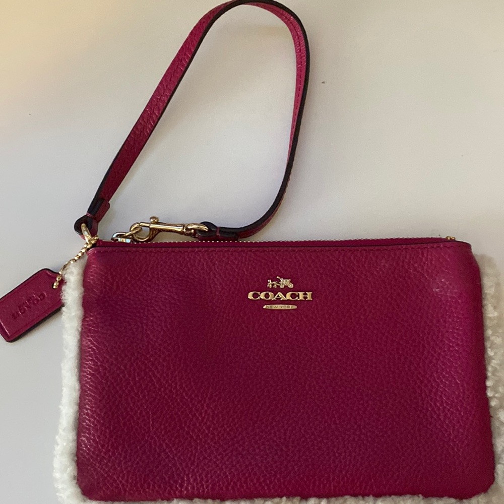 Coach wallet wristlet small shearling bag